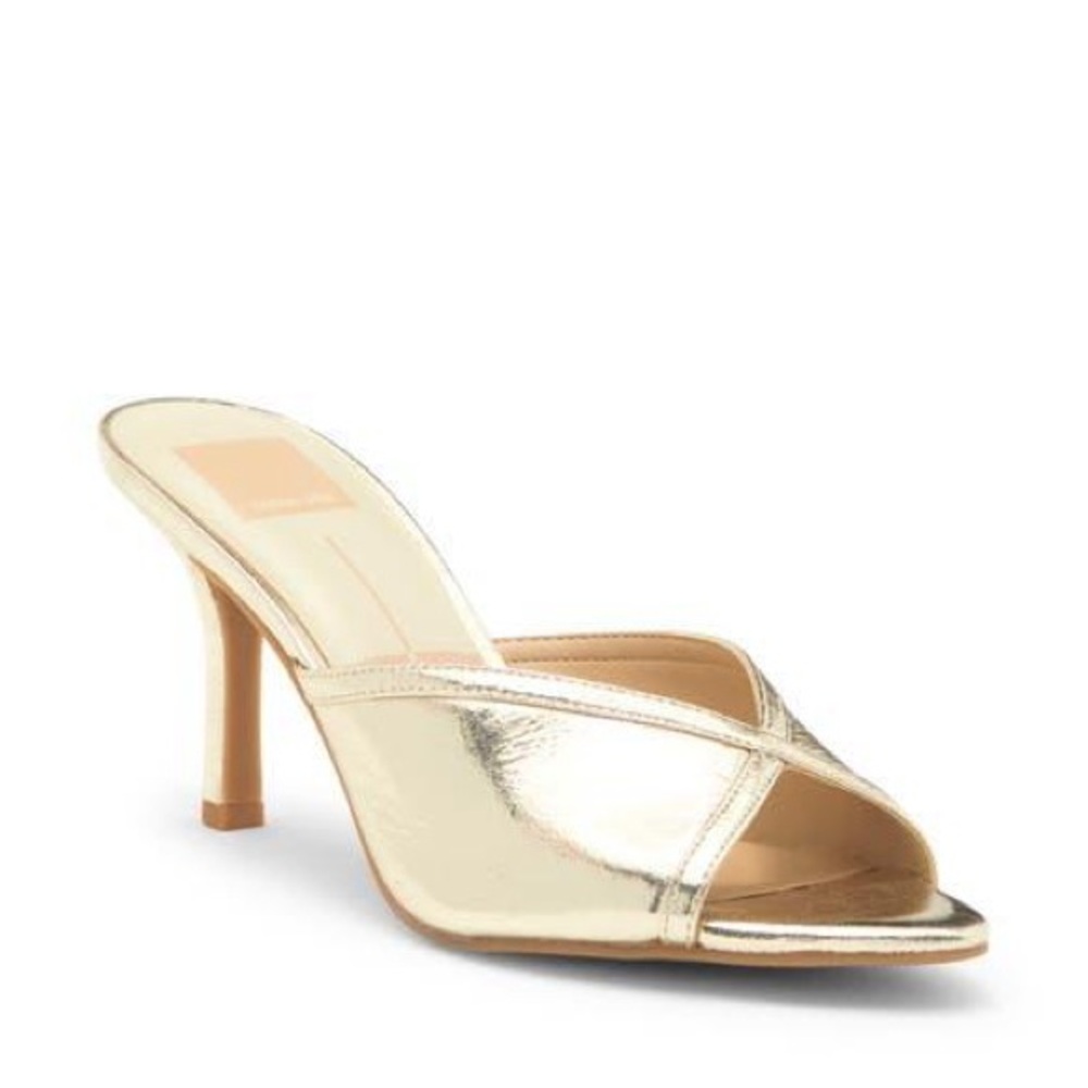 Dolce Vita Michal Peep Toe Heeled Sandals Platinum Gold – Size 8